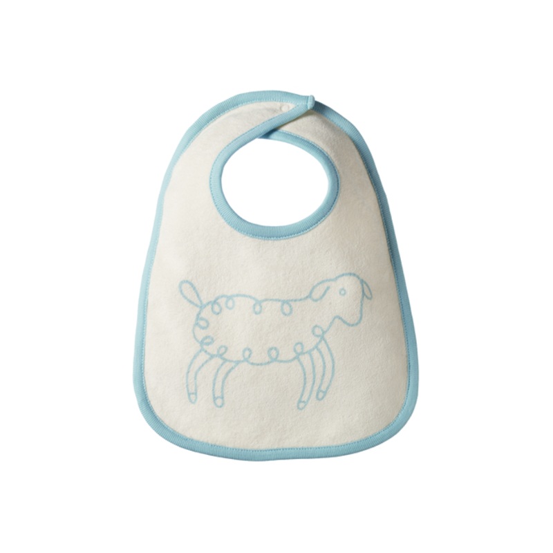 Nature Baby Bib Sea Blue Lamb Print in Multi 0-6m