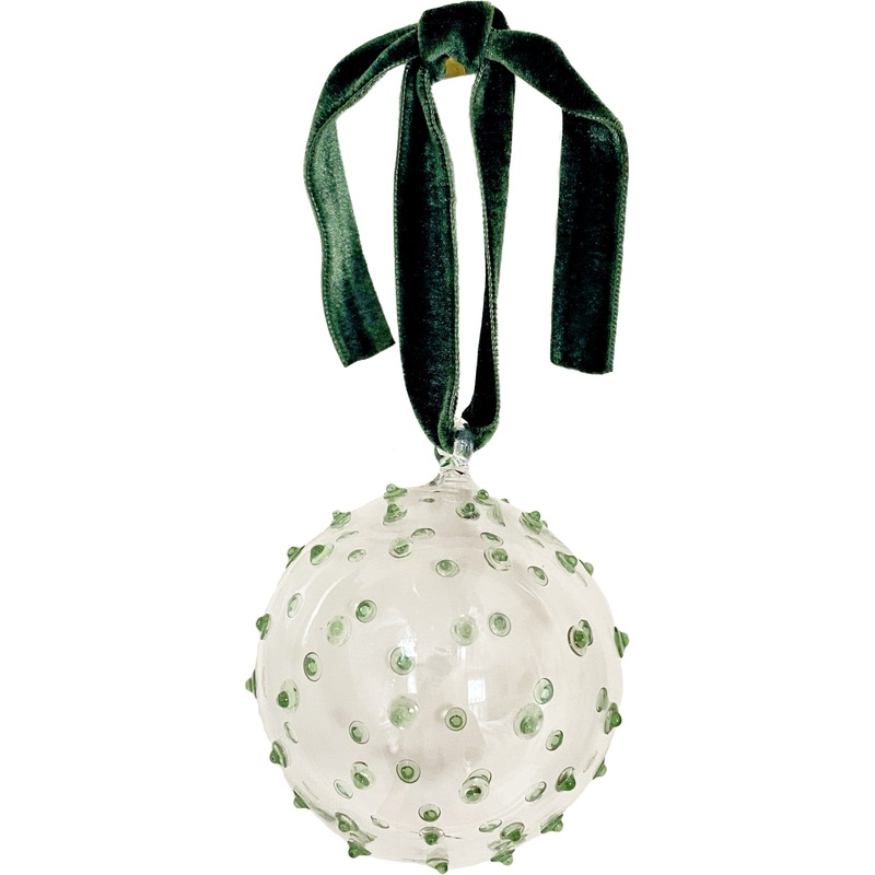 Pom Glass Bauble in Green