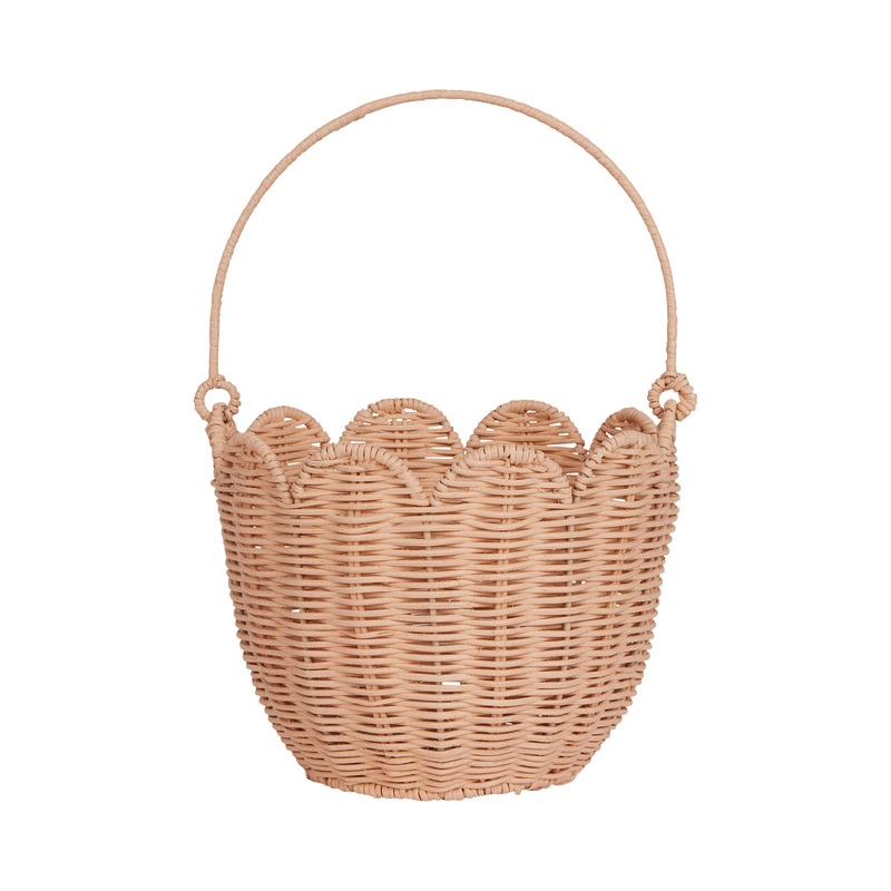 Rattan Tulip Carry Basket - Seashell Pink