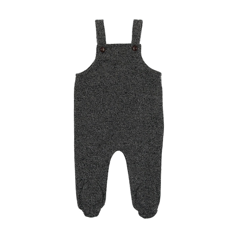 Baby Boy Overalls + Turtleneck | Tweed | Black | Lil Leggs | AW22