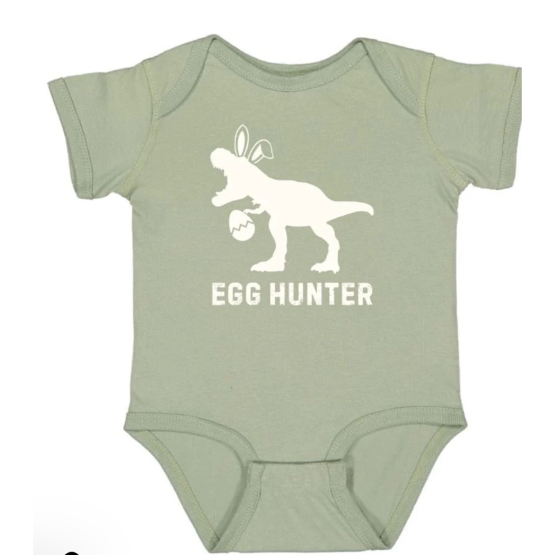 Egg Hunter Easter Short Sleeve Bodysuit - Sage