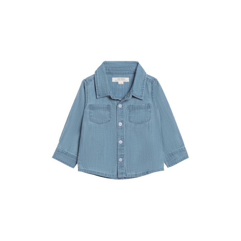 Colored Organics - Hayes Chambray Long Sleeve Collared Shirt 2T