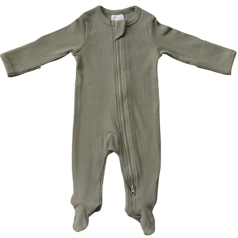 Green Organic Cotton Ribbed Zipper NB