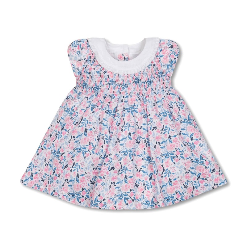 Hope and Henry - Linen Ruffle Collar Dress English Floral 18-24 Months