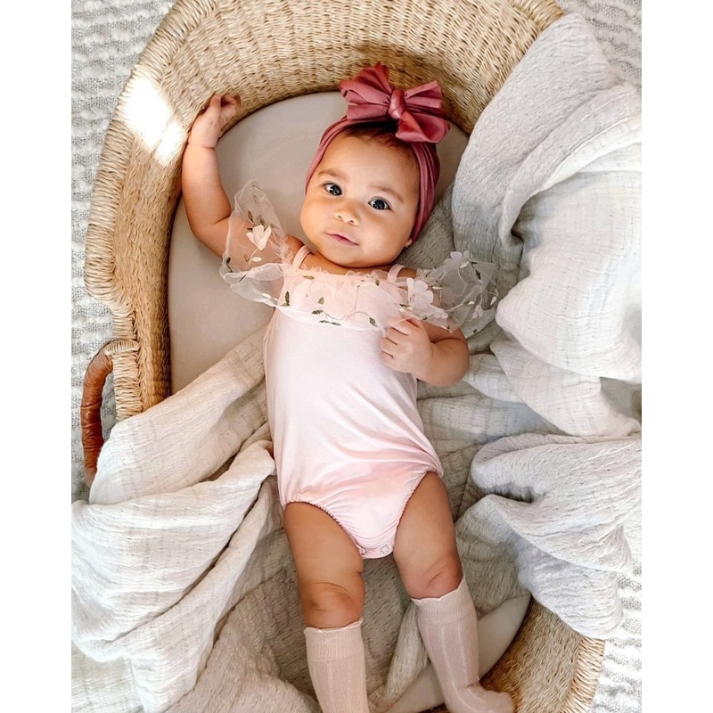 Bristol Applique Off Shoulder Leotard - Pink Swan 0-3months