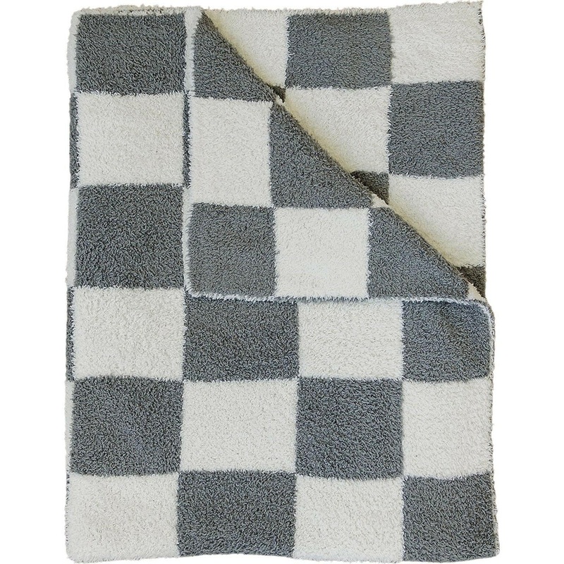 Charcoal Checkered Plush Blanket Lovey 15X20