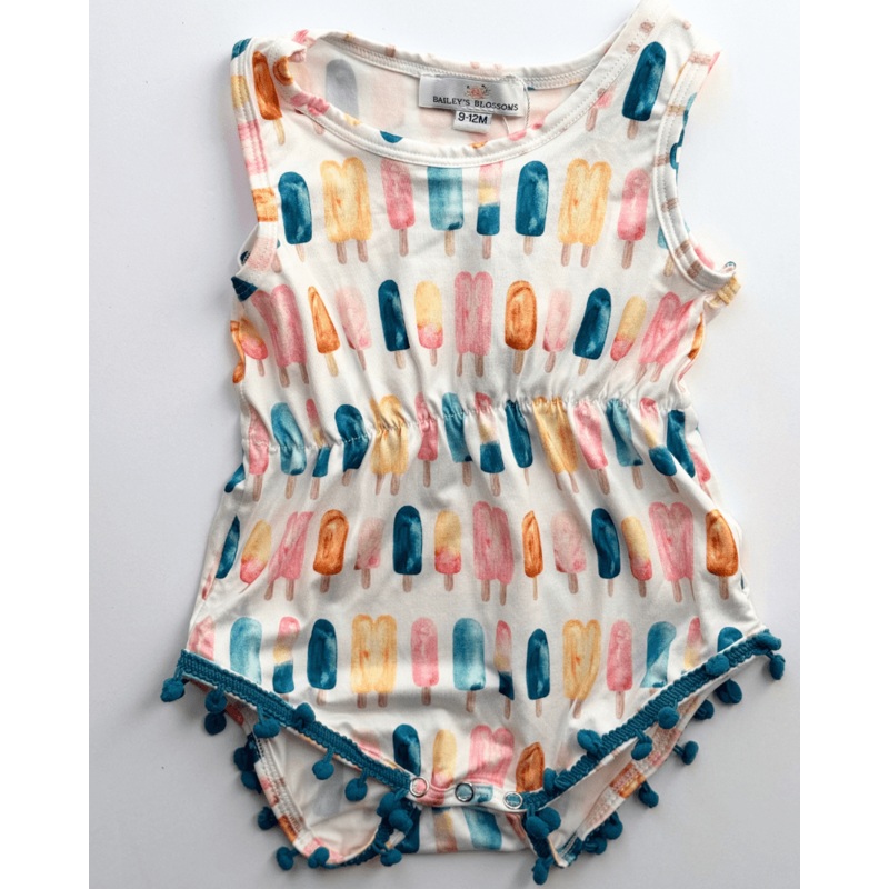 Dillon Pom Pom Romper - Popsicle 0-3months