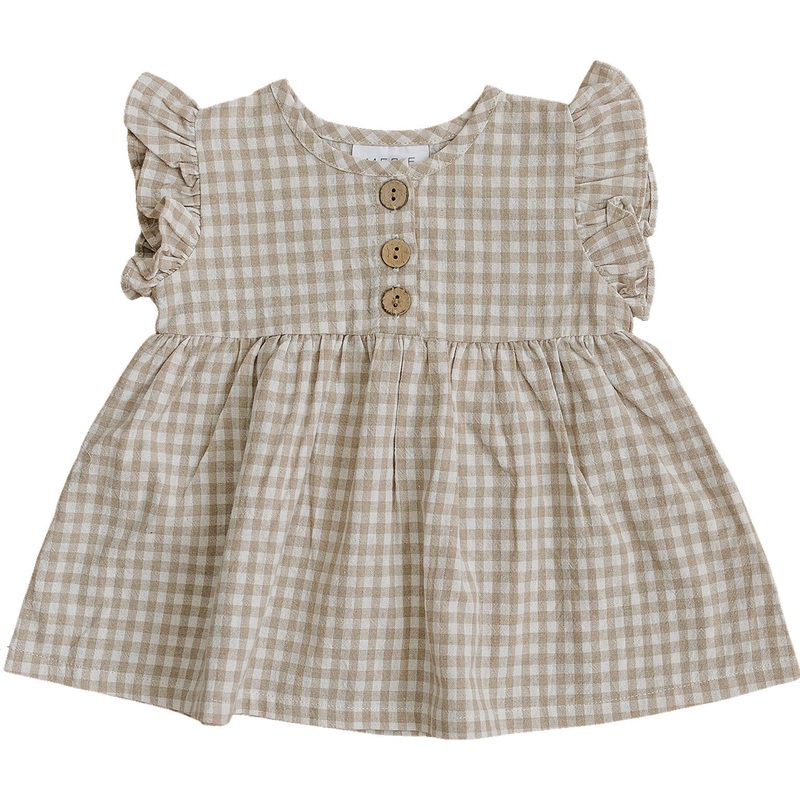 Gingham Ruffle Linen Dress 0-3