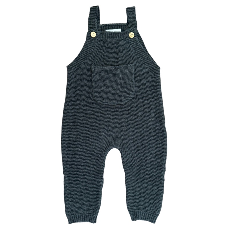 Charcoal Knit Overalls 0-3