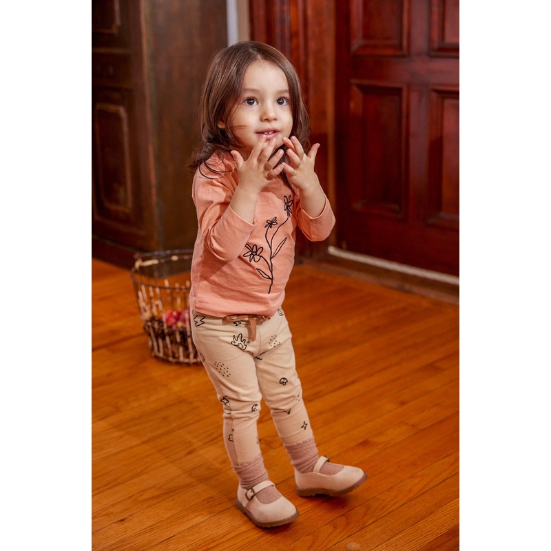 Doodles Print Baby Leggings Beige/Black 3/6M