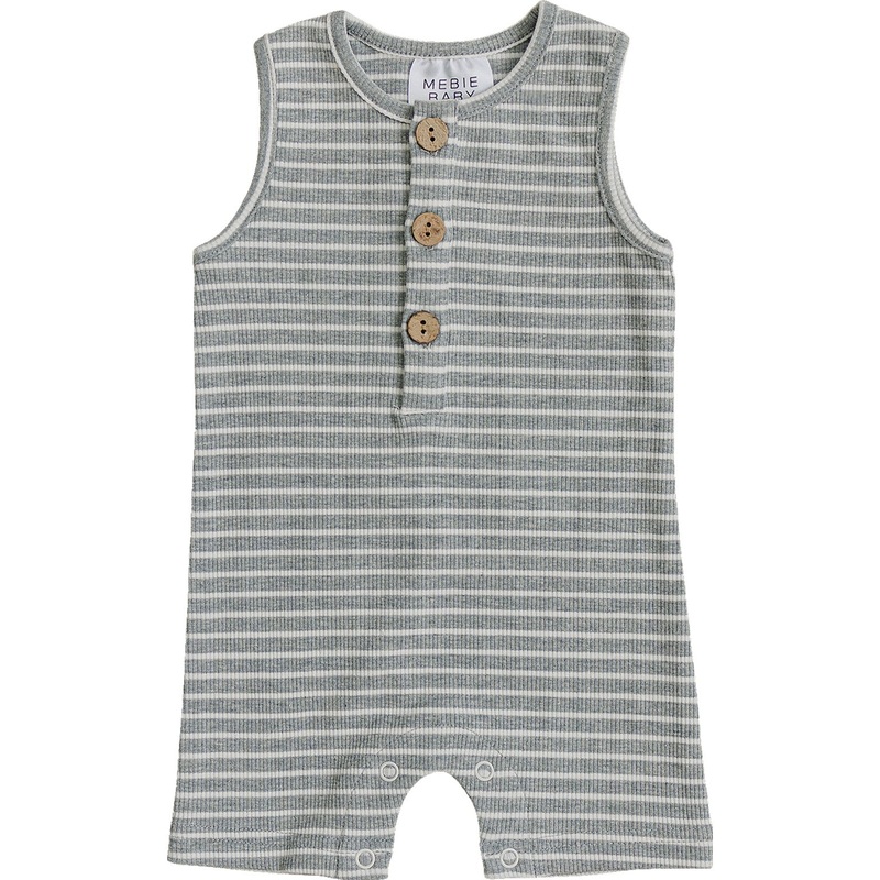 Grey Stripe Short Romper 0-3