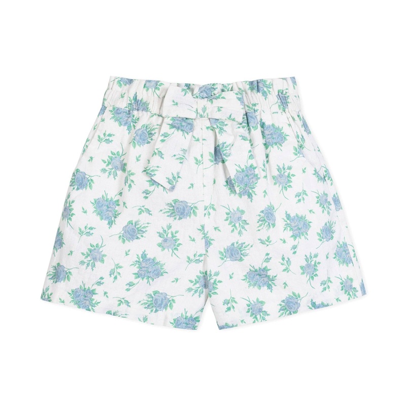 Hope and Henry - Linen Pull-On Paperbag Shorts Coastal Cottage Floral 2T