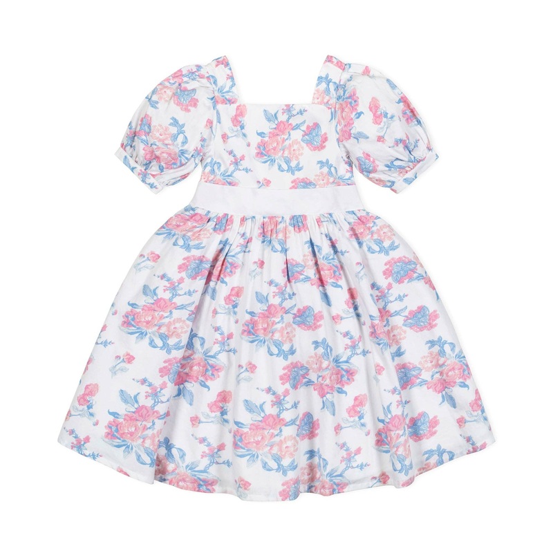 Hope and Henry - Organic Puff Sleeve Party Dress Bouquet Floral 2T