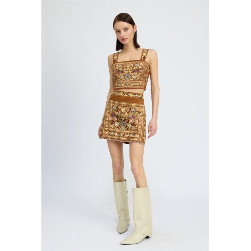 Nico Embroidered Mini Skirt Small