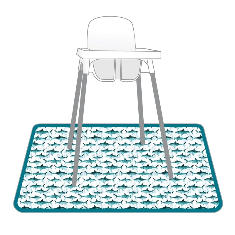 Shark Attack Splash Mat - A Waterproof Catch-All for Highchair Spills and More!