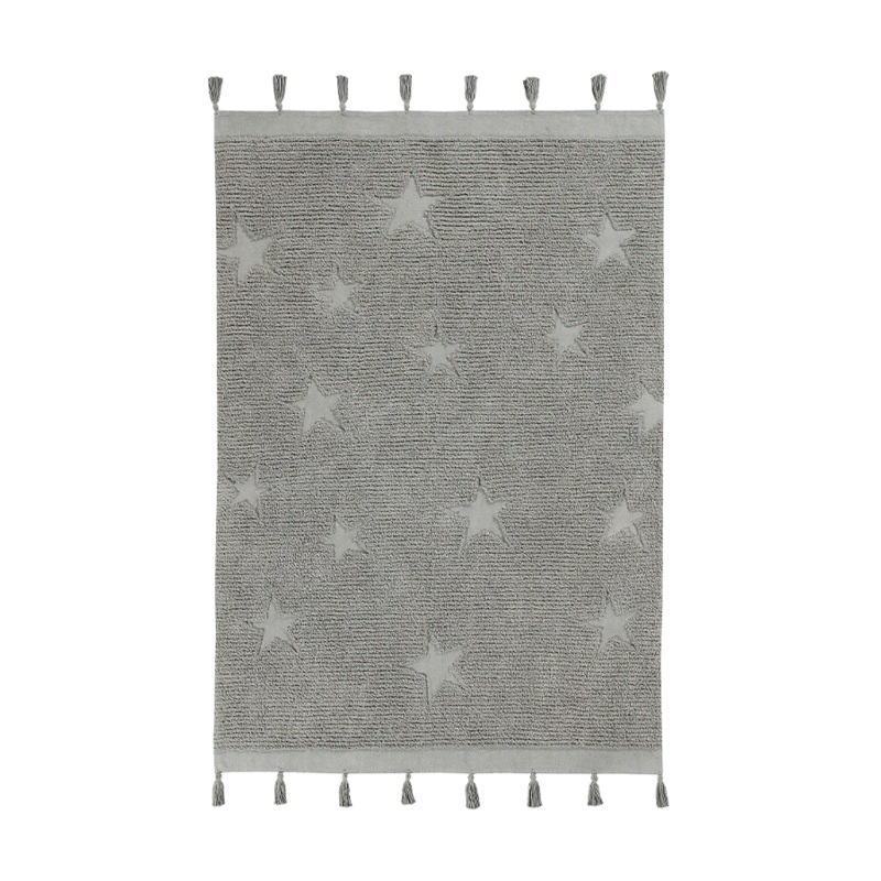 WASHABLE RUG HIPPY STARS GREY 120 x 175 cm Grey
