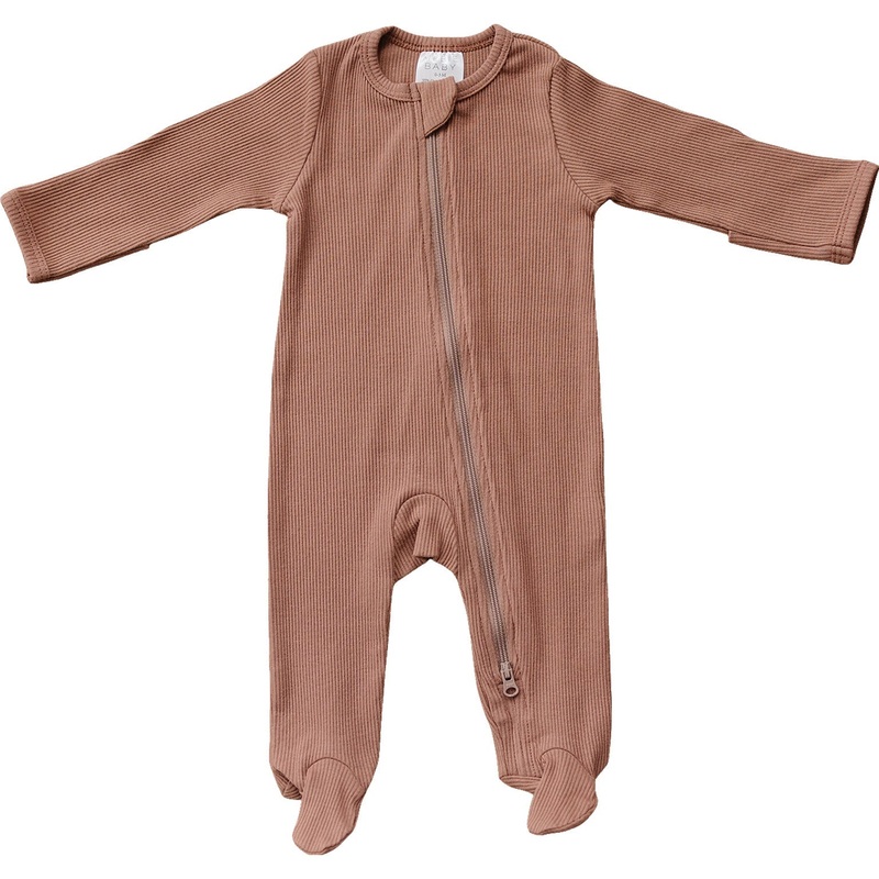 Dusty Rose Organic Cotton Ribbed Zipper NB