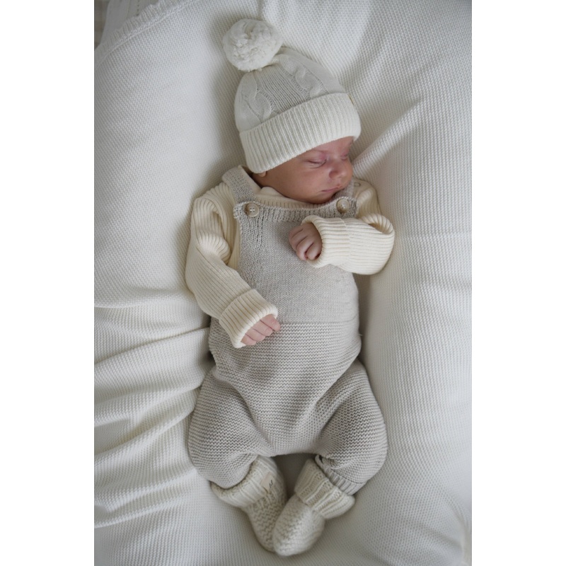 Luna + Luca Natural Knit Overalls 3-6