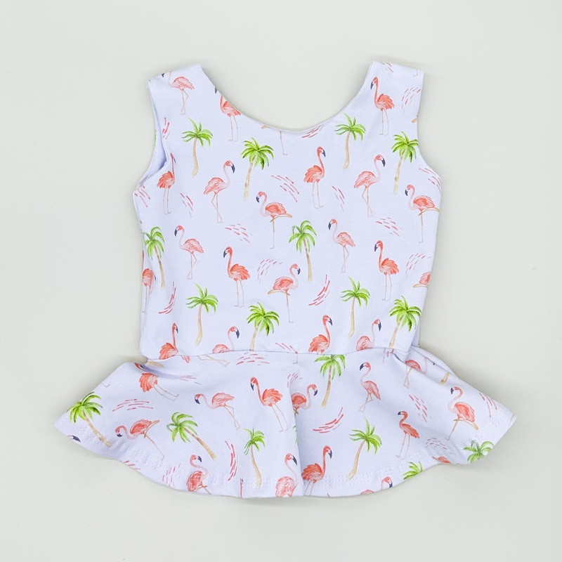 Peach Flamingo Peplum Top 6 Months