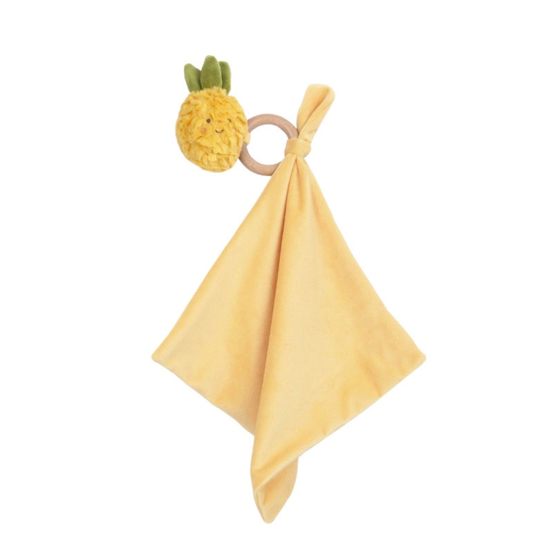 PINA PINEAPPLE WOOD TEETHER SECURITY BLANKIE