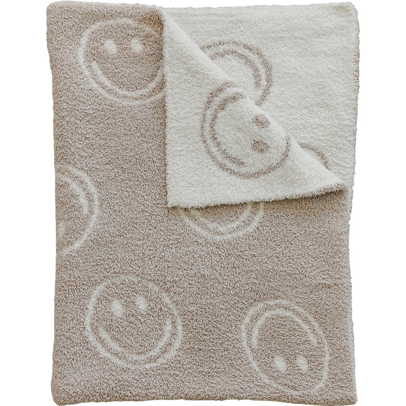 Smiley Taupe Plush Blanket Lovey 15X20