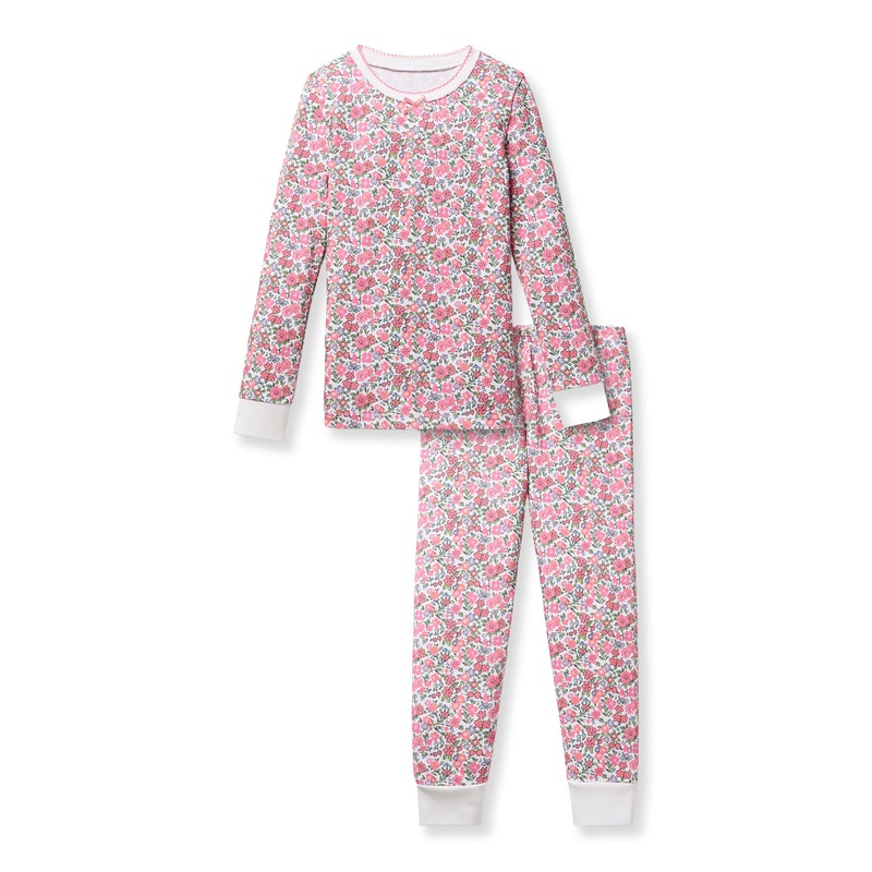 Kid's Pima Snug Fit Pajama Set in Fleurs de Rose 12-18m