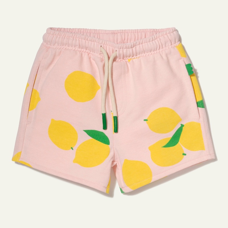 Recycled Cotton Lemon Cropped Kid Short 02Y Pinkesque