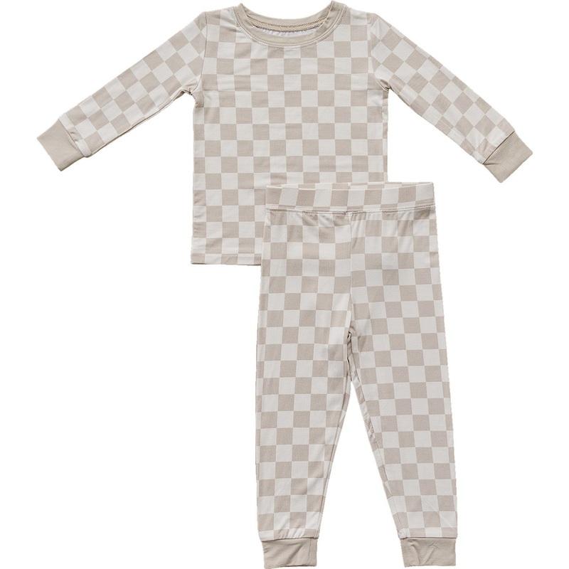 Taupe Checkered Bamboo Cozy Set 6-12