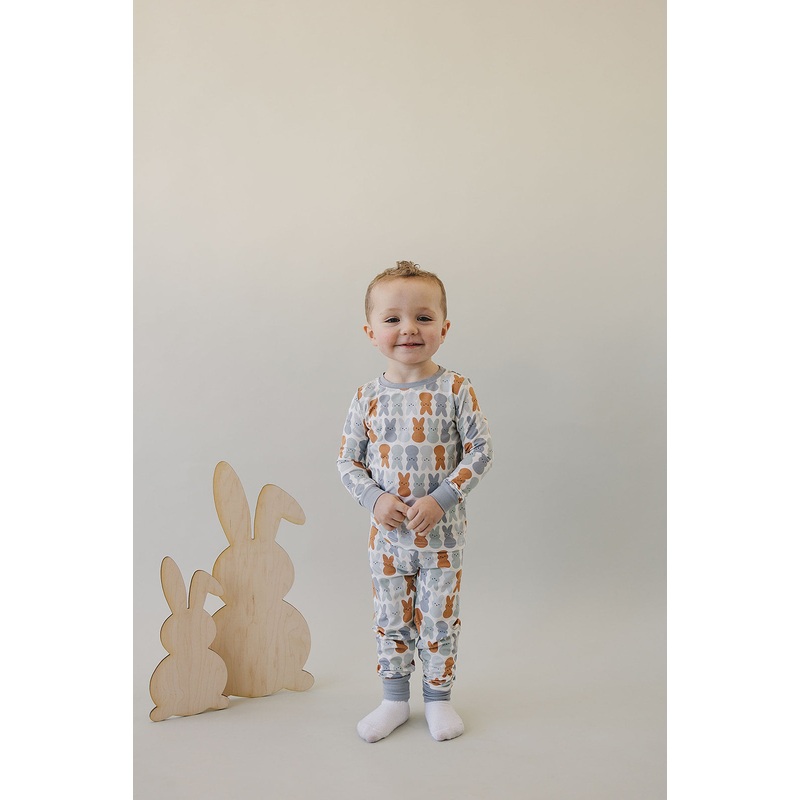 Dusty Blue Bunny Bamboo Two-piece Cozy Set 2T
