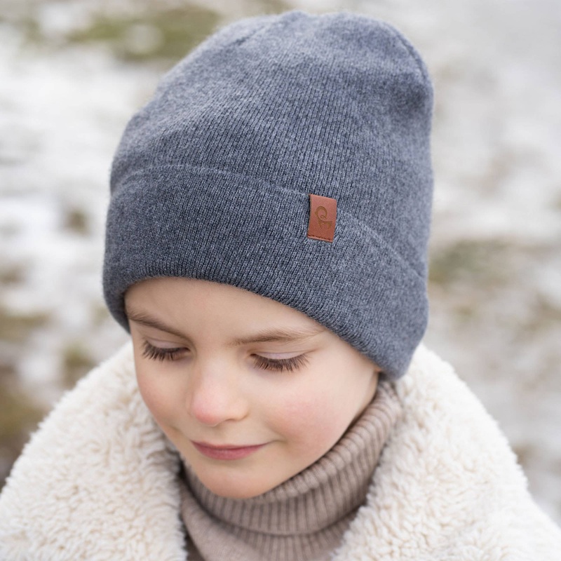 menique - Kids' Beanie Knitted Merino & Cashmere: 3-10 years / Dark gray