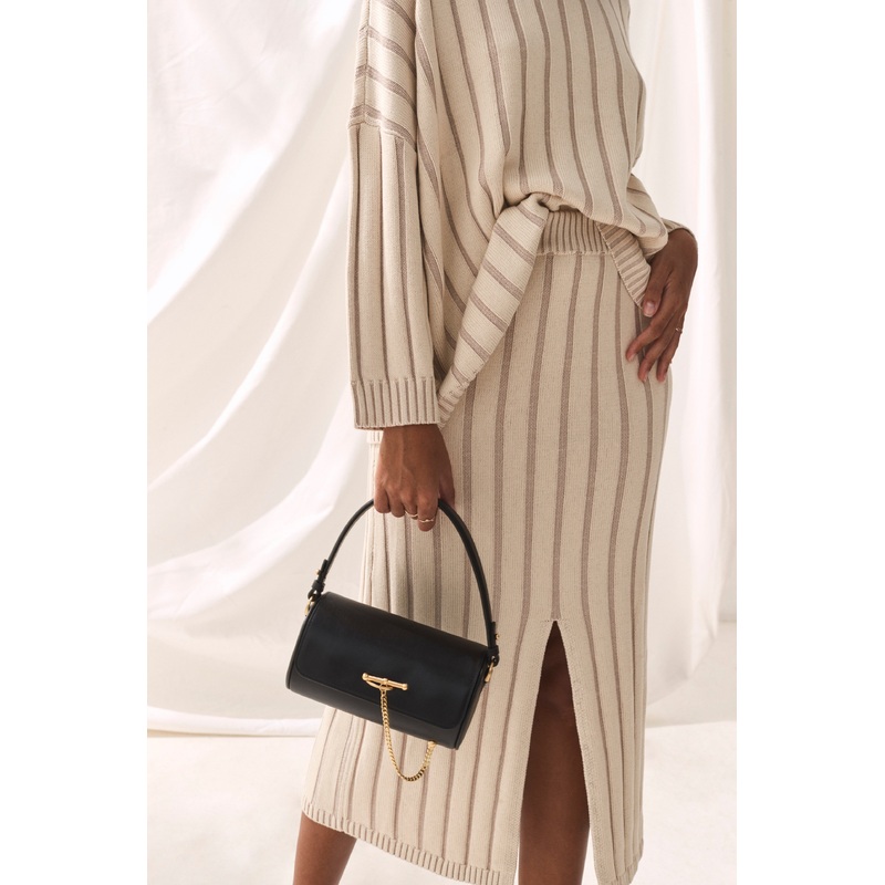 The Venezia Knit Skirt Stone XS