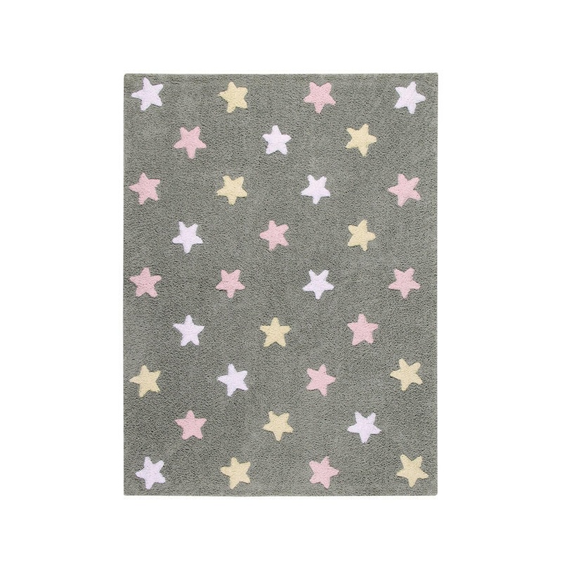 WASHABLE RUG TRICOLOR STARS GREY-PINK 120 x 160 cm Grey-Pink