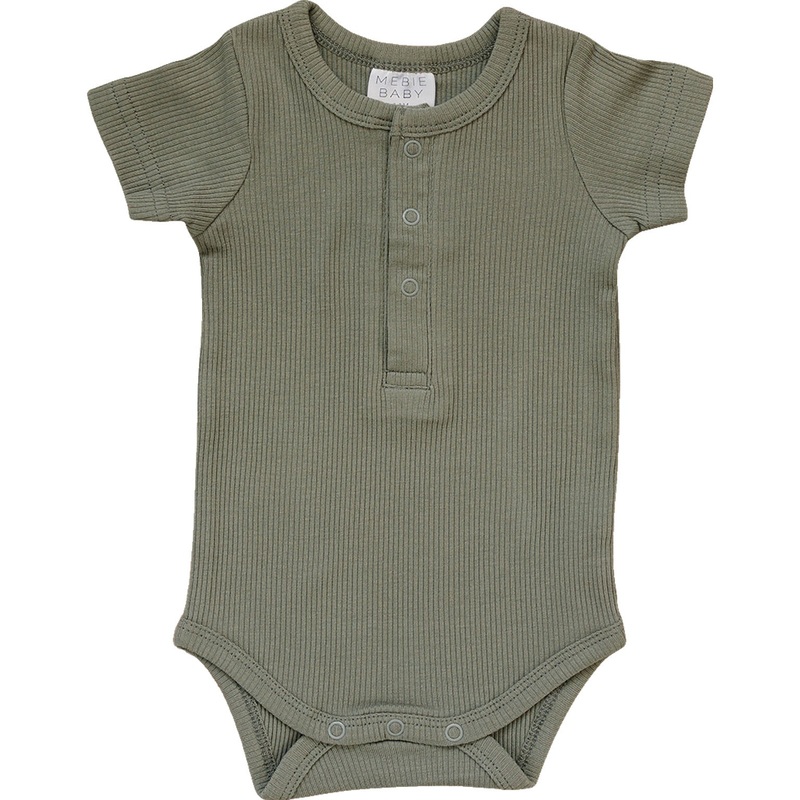 Green Organic Cotton Ribbed Snap Bodysuit NB