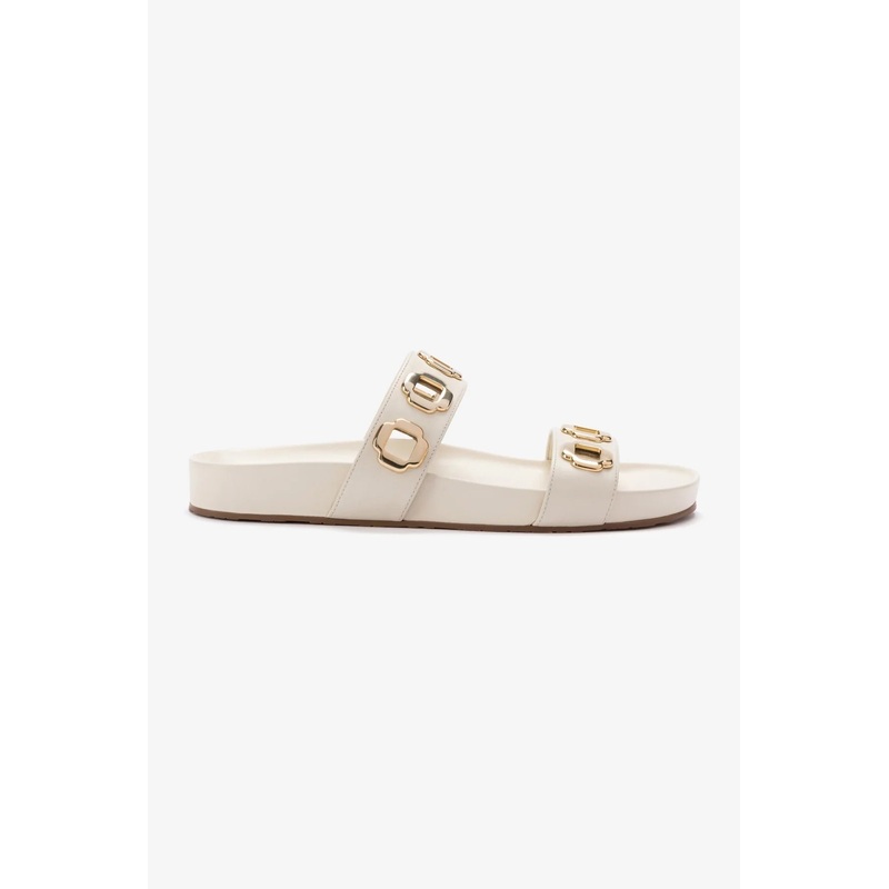 Milan Slide In Ivory Leather 8