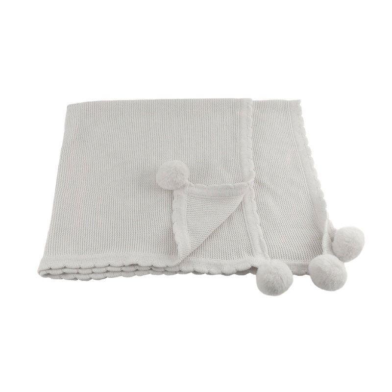 POM POM BLANKET - SOFT GRAY