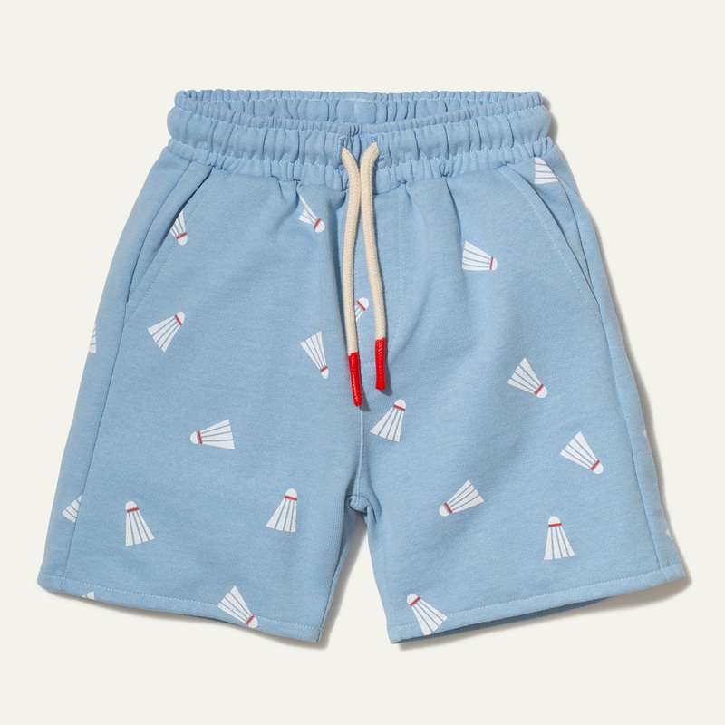 Recycled Cotton Badminton Kid Short 02Y Placid Blue/Pattern