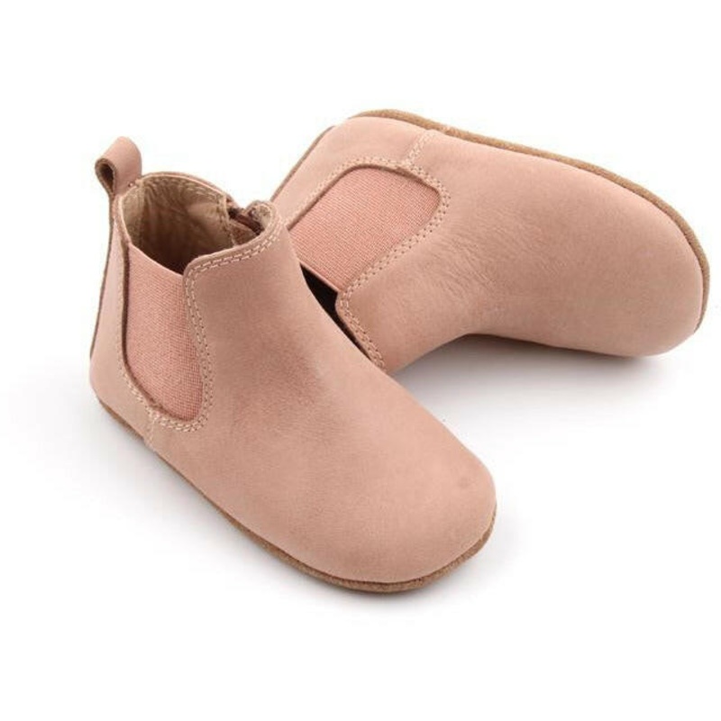 Waxed Leather Chelsea Boot | Color 'Antelope Pink' | Soft Sole 2 (3 - 6 months)