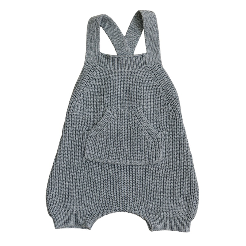Grey Pocket Knit Overalls 0-3