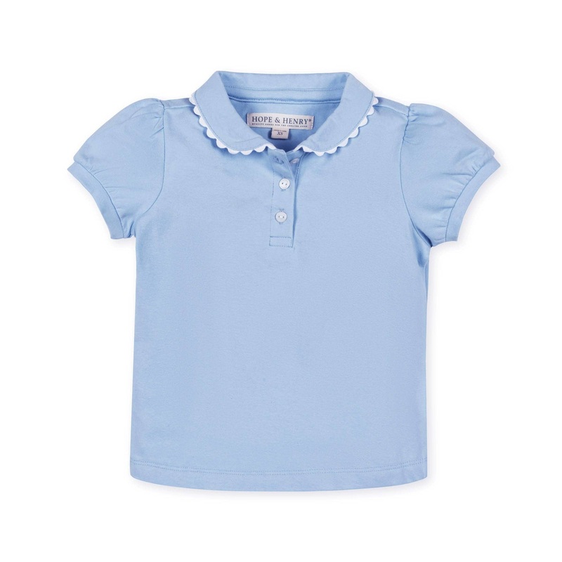 Hope and Henry - Organic Puff Sleeve Polo Small Classic Blue with White