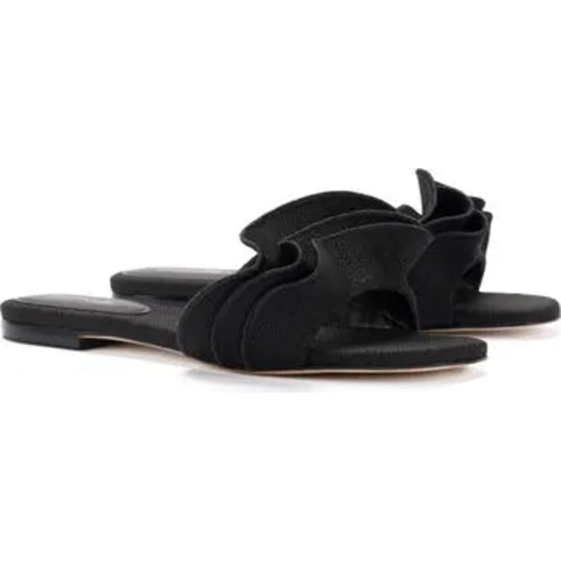 Ivy Ruffle Raffia Slide Sandal 6