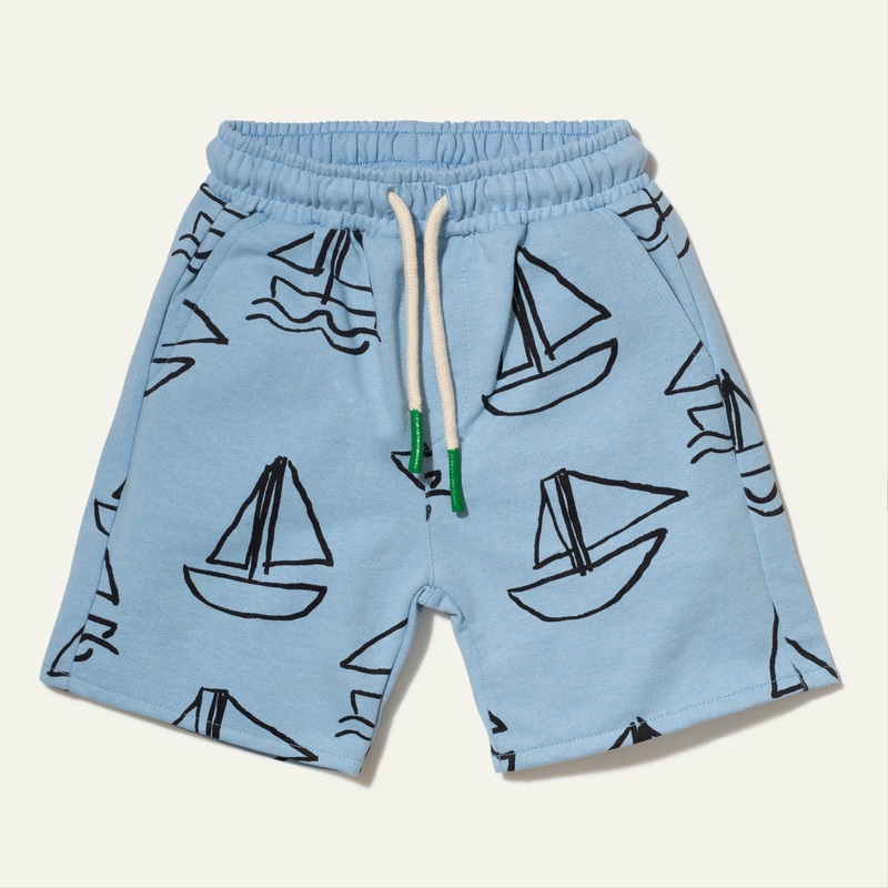 Recycled Cotton Sailboat Kid Short 02Y Placid Blue/Sailboat