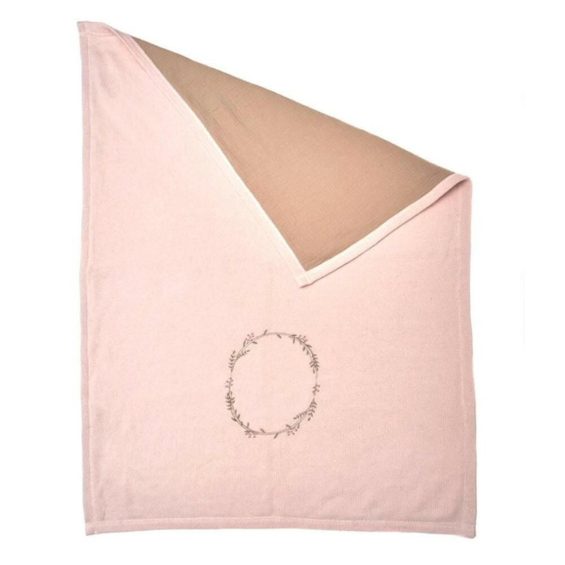 WREATH EMBR. DOUBLE SIDED BLANKET - PINK