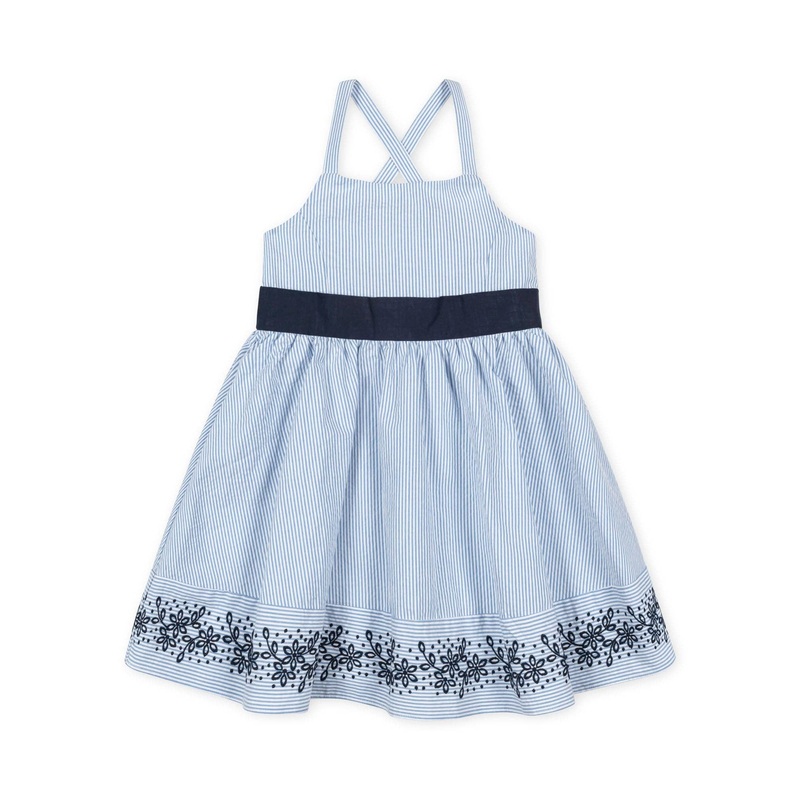 Hope and Henry - Organic Embroidered Special Sundress Blue Seersucker 5