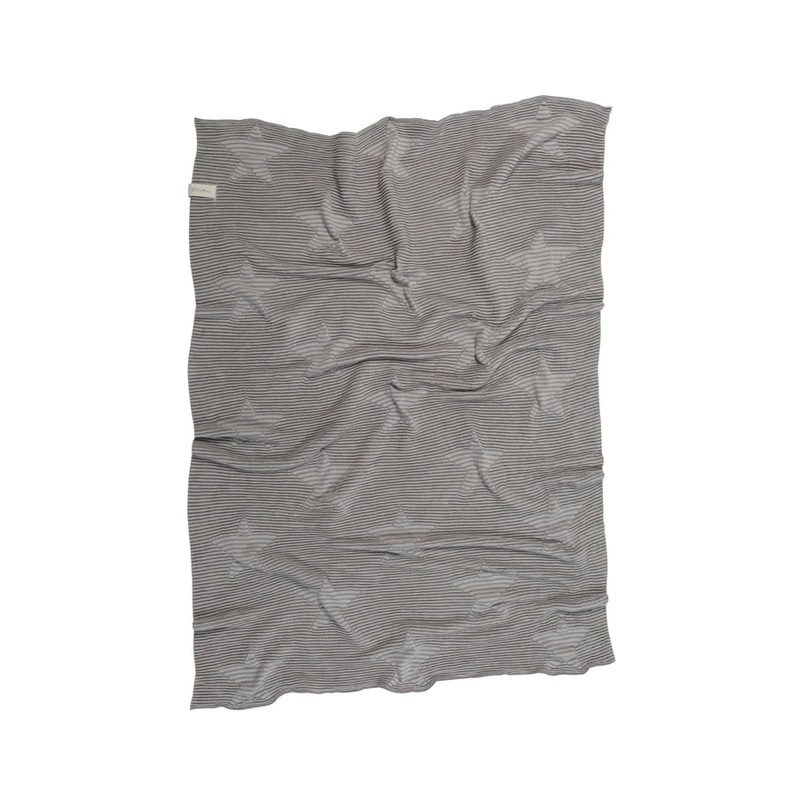 KNITTED BABY BLANKET HIPPY STARS-PEARL GREY 90 x 120 cm GREY