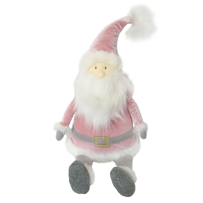 PINK SANTA PLUSH TOY SHELF SITTER