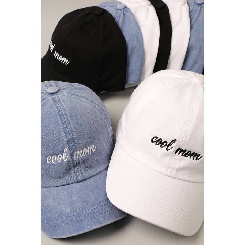 COOL MOM Embroidery Baseball Hat White