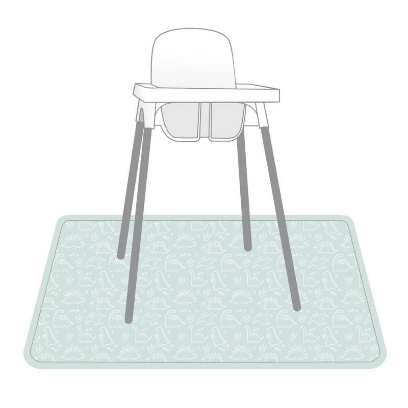 Dino Friends - Sage Splash Mat - A Waterproof Catch-All for Highchair Spills and More!