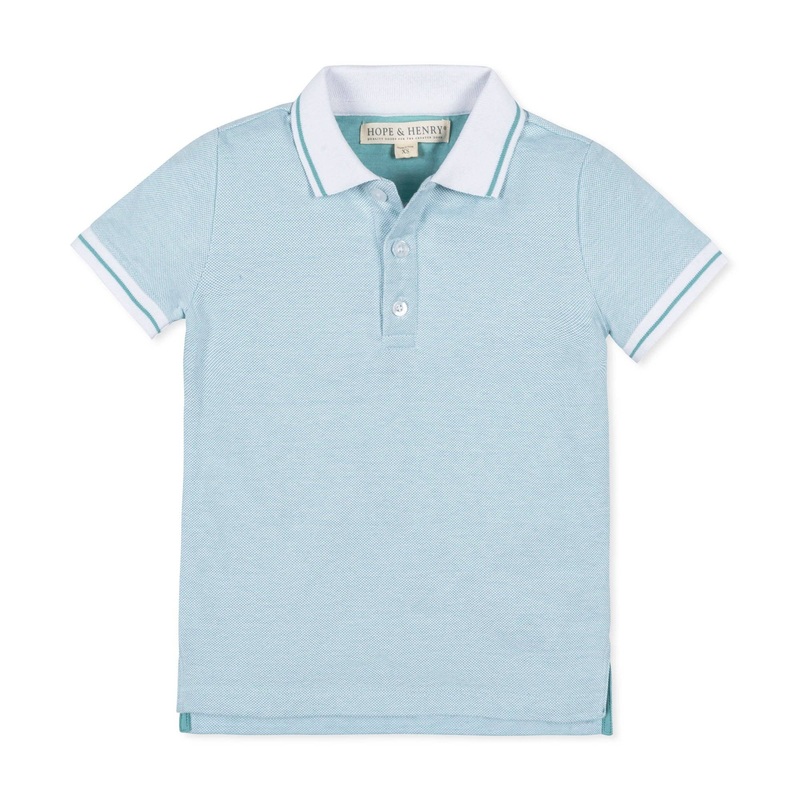 Hope and Henry - Organic Pique Polo Robin's Egg Blue Medium