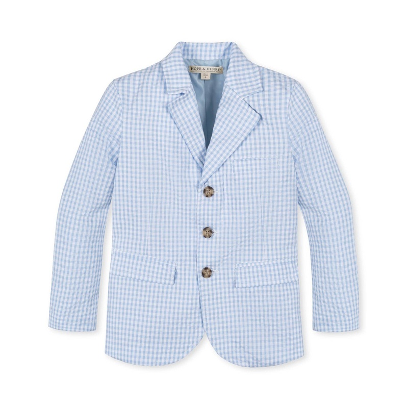 Hope and Henry - Organic Seersucker Suit Jacket 7 Classic Blue Gingham