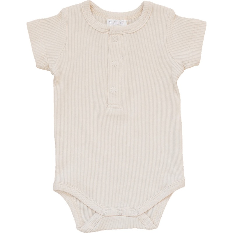 Vanilla Organic Cotton Ribbed Snap Bodysuit NB
